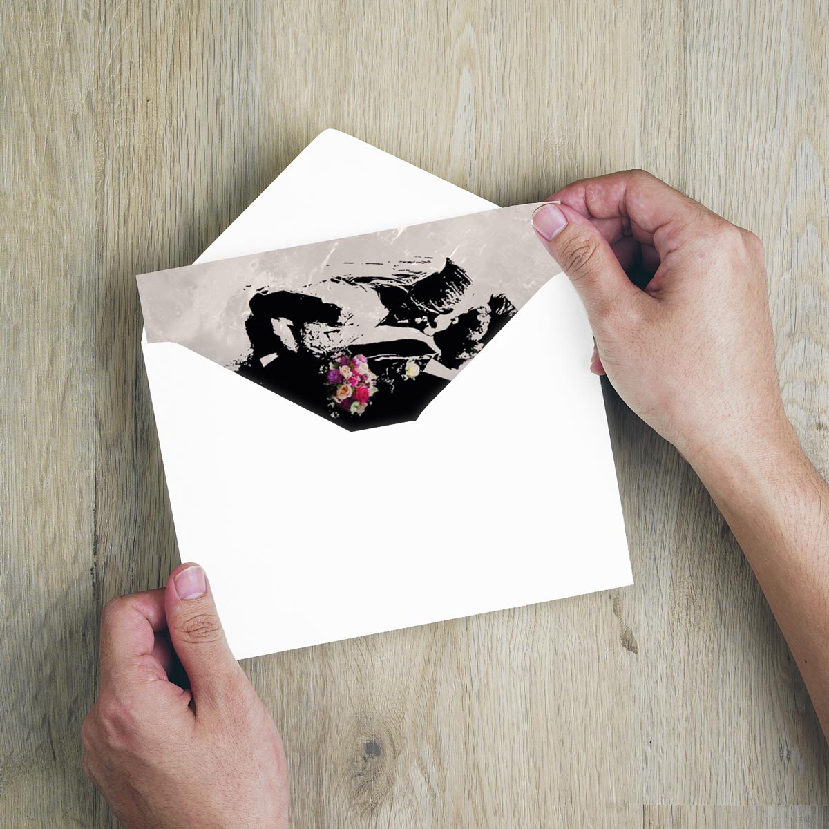 1 Hochzeitskarte 18x12cm Klappkarte mit Umschlag Glückwunschkarte zur Hochzeit Merz Designkarten