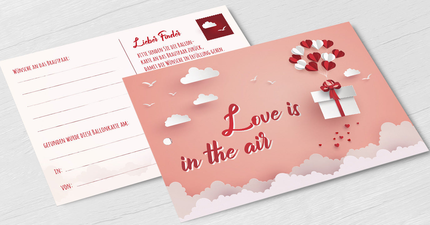 50 Ballonkarten Luftballonkarten Ballonflugkarten Weitflugkarten Hochzeit Karten Merz Designkarten