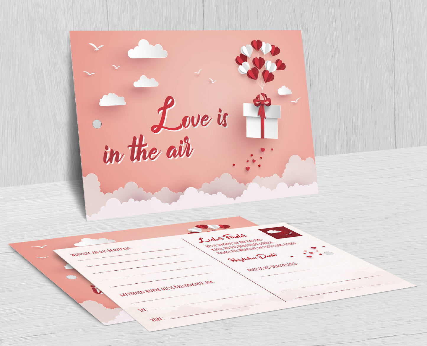 50 Ballonkarten Luftballonkarten Ballonflugkarten Weitflugkarten Hochzeit Karten Merz Designkarten