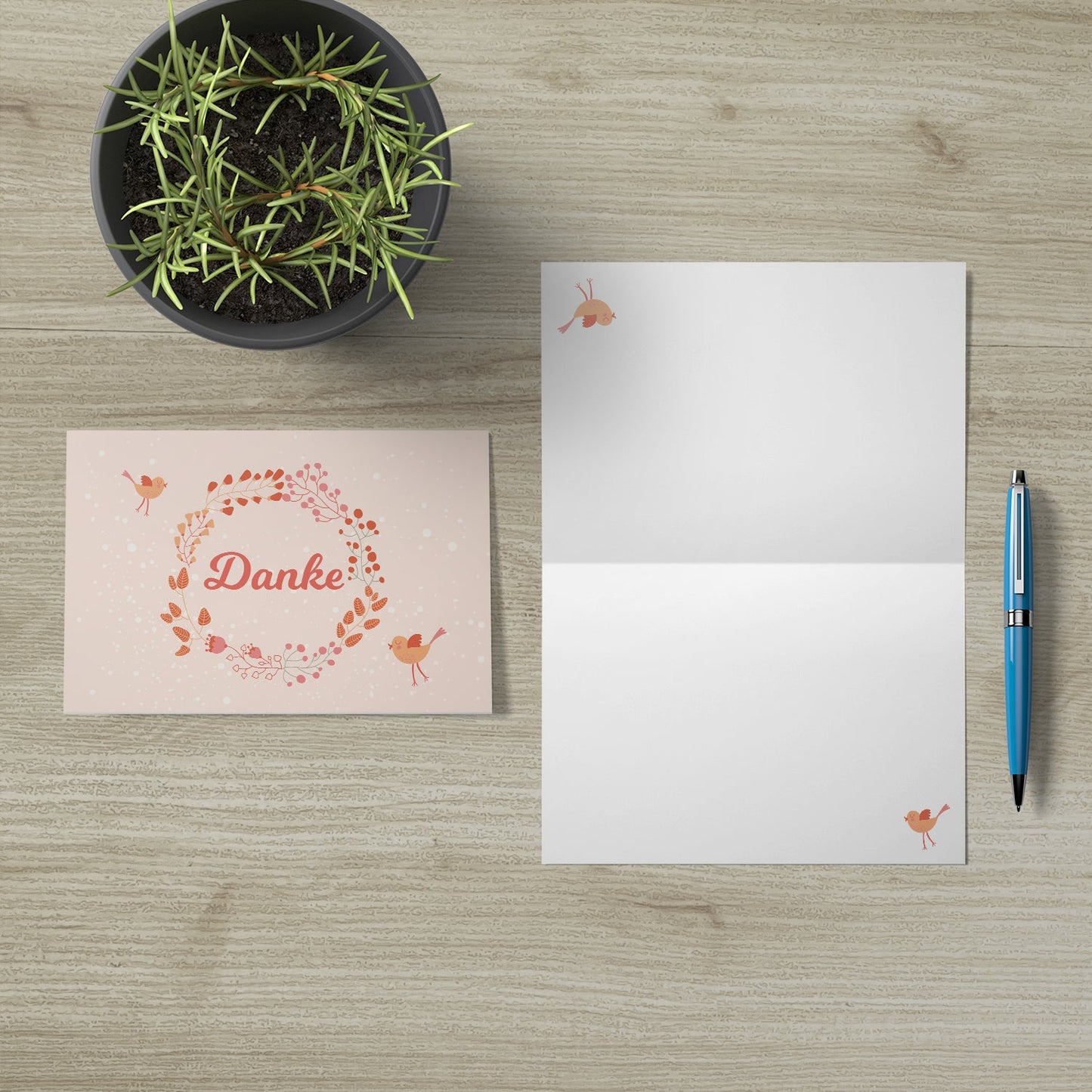 10 Stück Premium Dankeskarten (Klappkarten) mit Umschlägen, Danke Karten Geburt Merz Designkarten