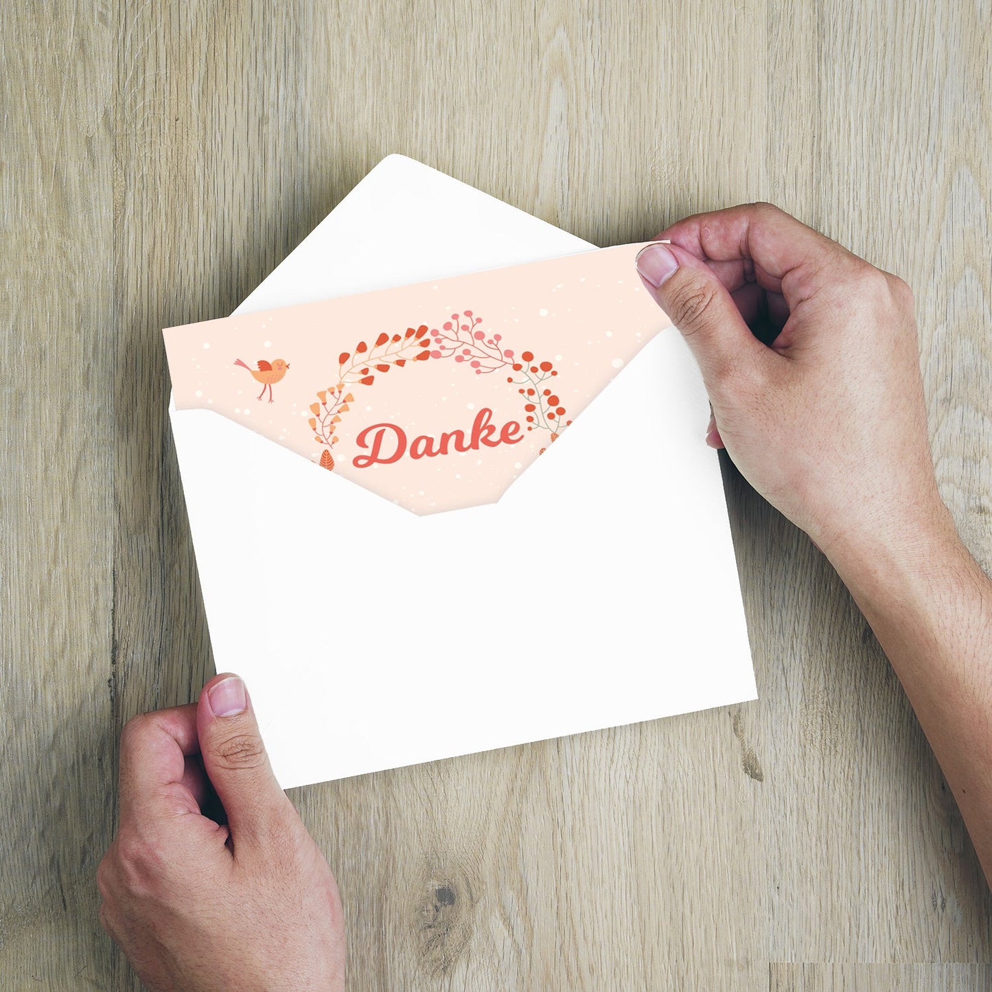 10 Stück Premium Dankeskarten (Klappkarten) mit Umschlägen, Danke Karten Geburt Merz Designkarten