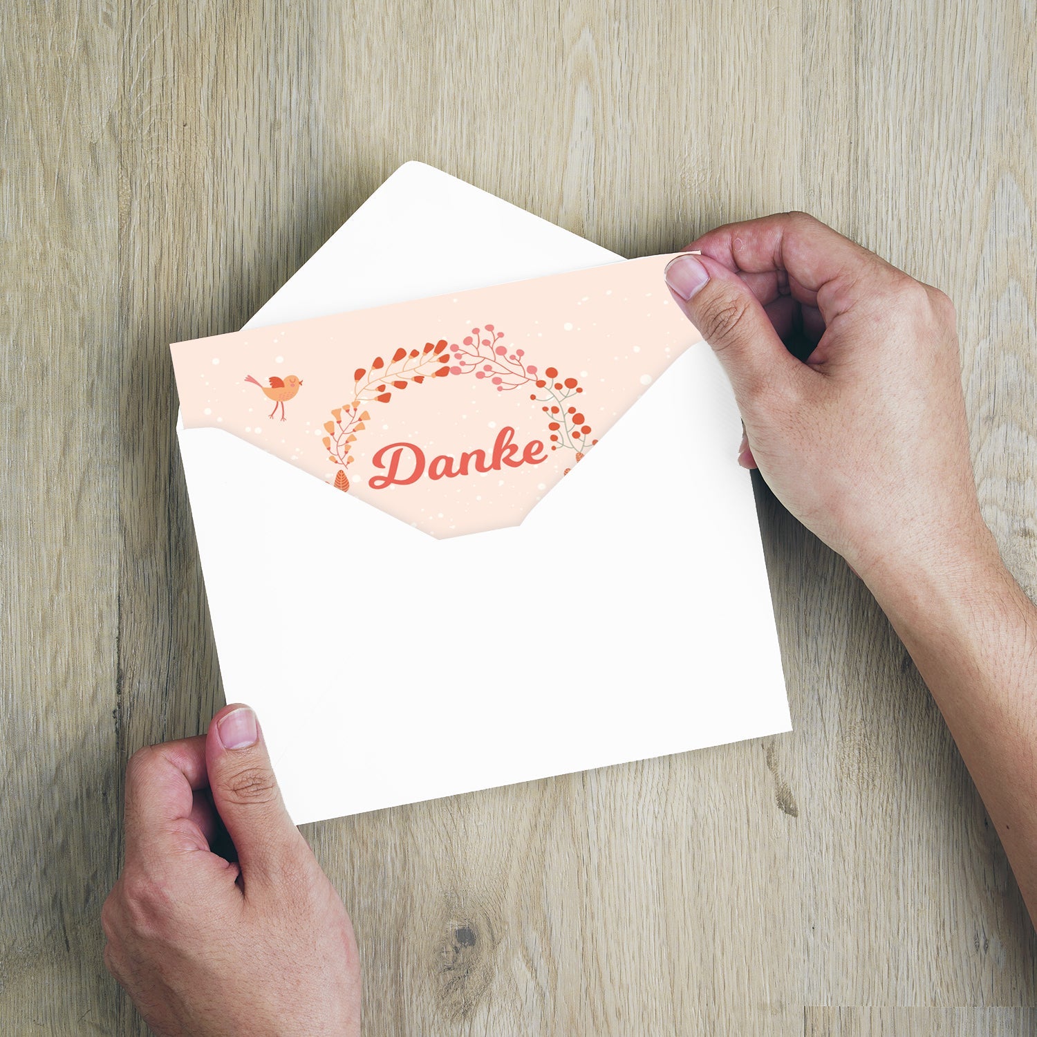 10 Stück Premium Dankeskarten (Klappkarten) mit Umschlägen, Danke Karten Geburt Merz Designkarten