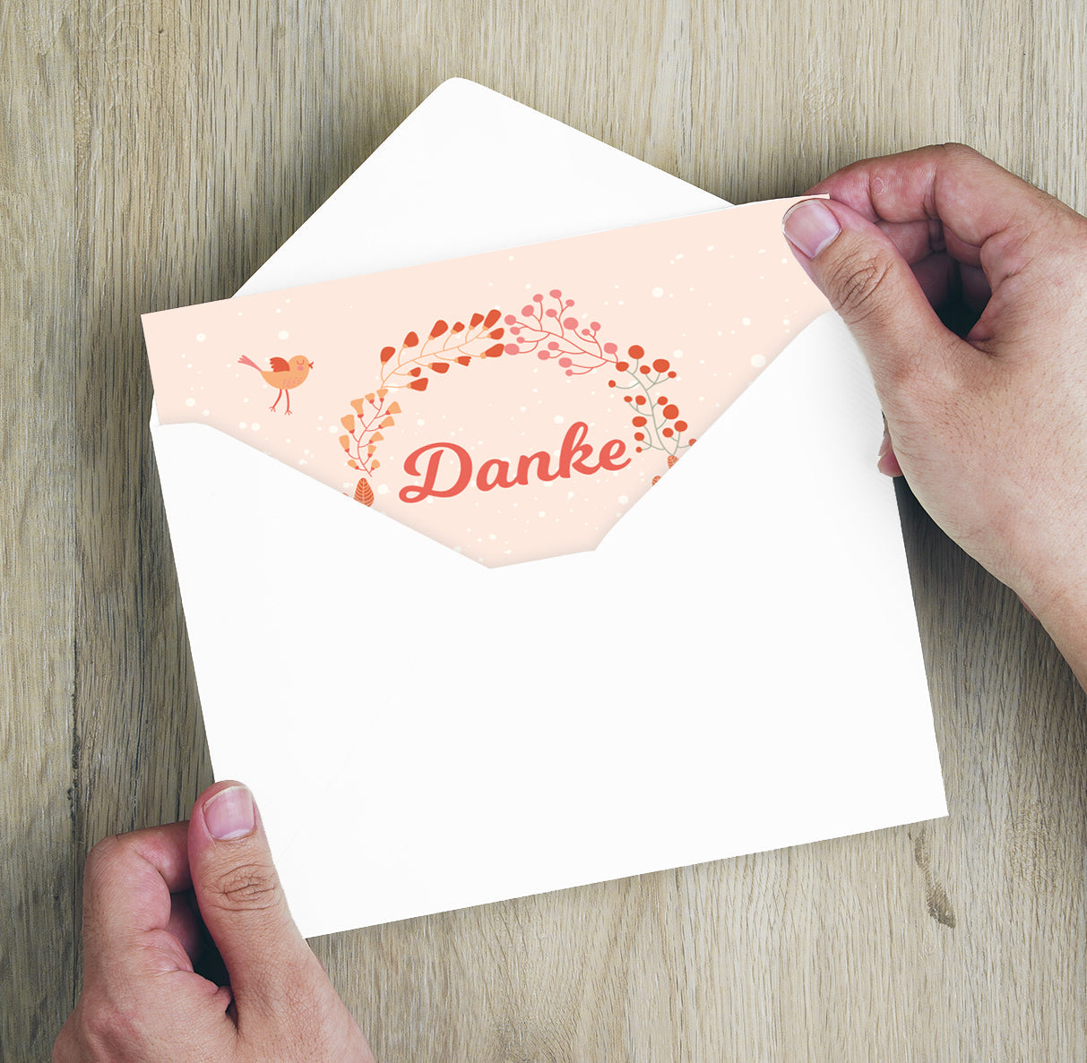 10 Stück Premium Dankeskarten (Klappkarten) mit Umschlägen, Danke Karten Geburt Merz Designkarten