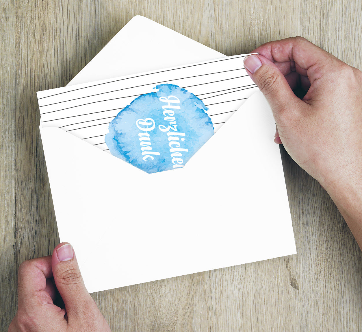 10 Stück Premium Dankeskarten (Klappkarten) mit Umschlägen, Danke Karten Geburt Merz Designkarten