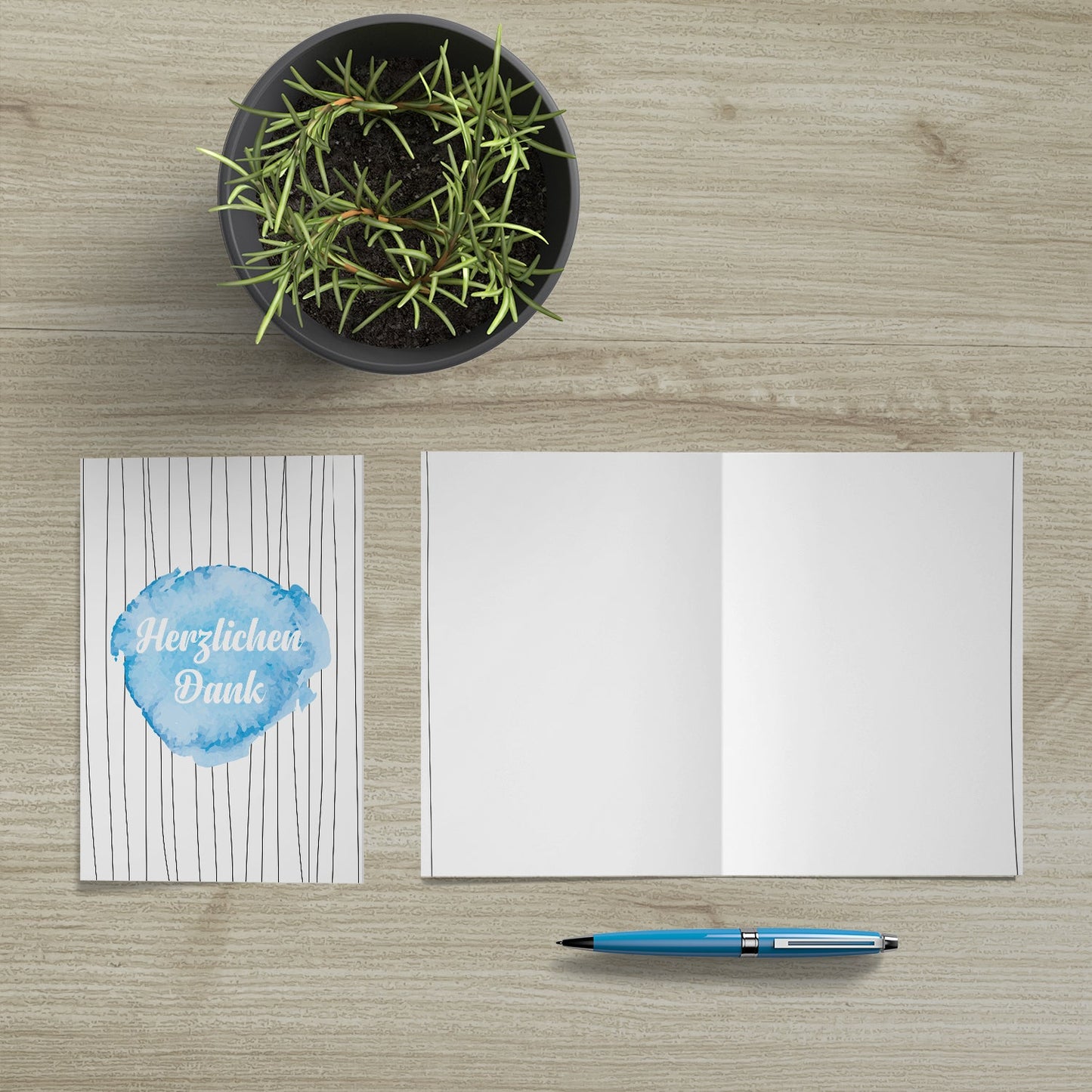 10 Stück Premium Dankeskarten (Klappkarten) mit Umschlägen, Danke Karten Geburt Merz Designkarten