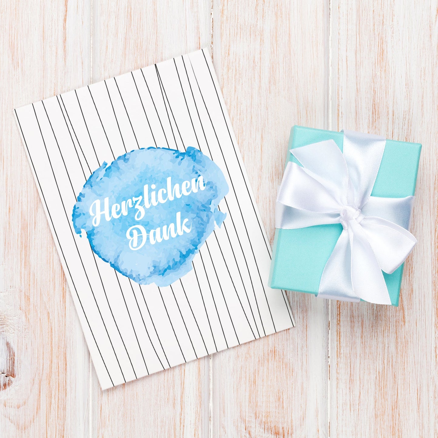 10 Stück Premium Dankeskarten (Klappkarten) mit Umschlägen, Danke Karten Geburt Merz Designkarten