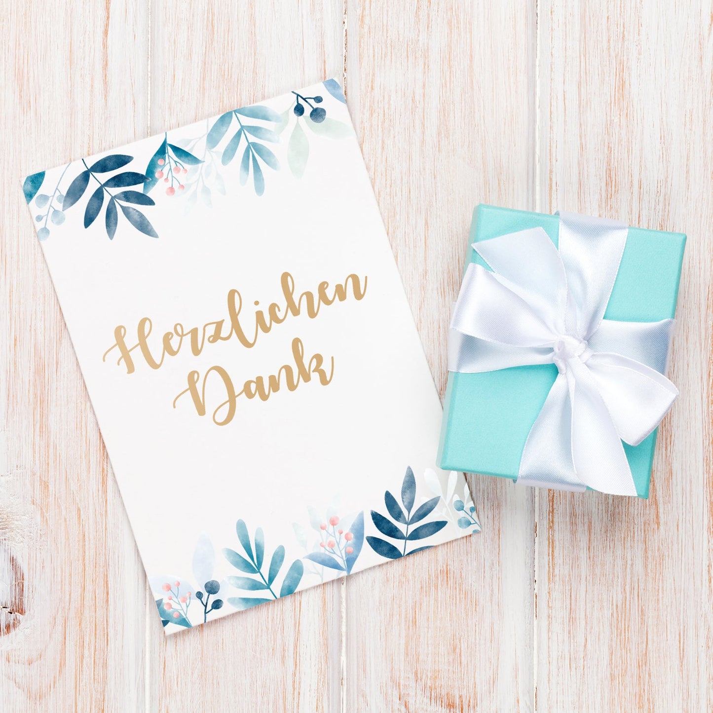 10 Stück Premium Dankeskarten (Klappkarten) mit Umschläge, Danke Karten Geburt Merz Designkarten