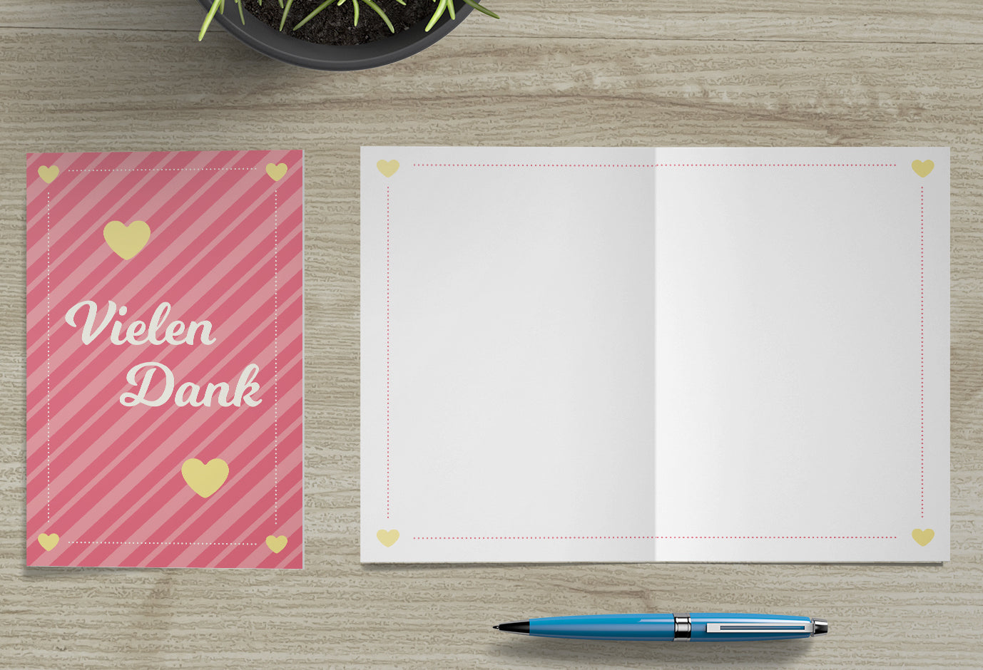 10 Stück Premium Dankeskarten (Klappkarten) mit Umschlägen, Danke Karten Geburt Merz Designkarten