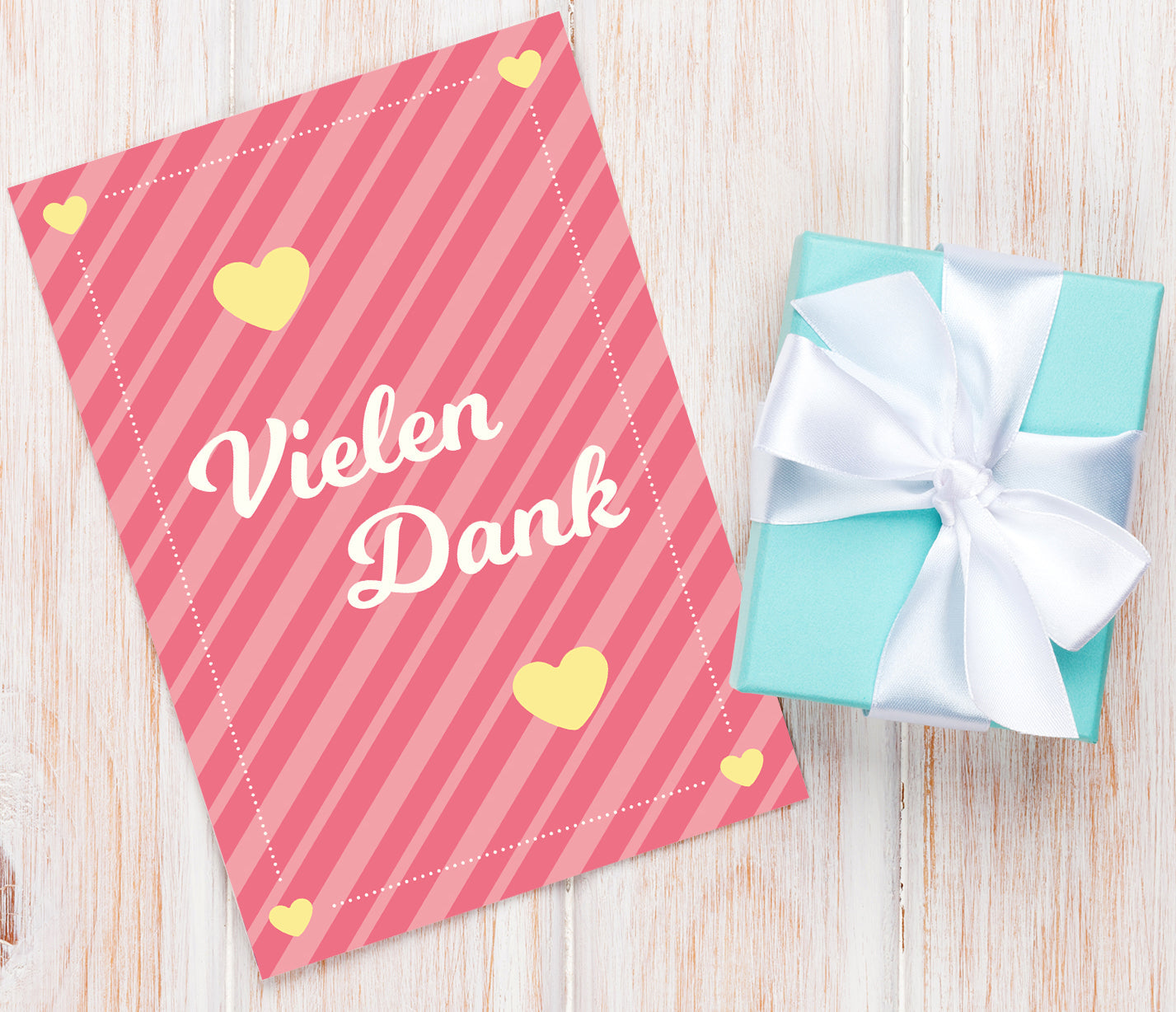 10 Stück Premium Dankeskarten (Klappkarten) mit Umschlägen, Danke Karten Geburt Merz Designkarten