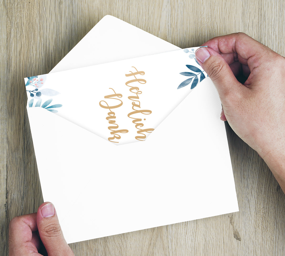 8 Stück Premium Dankeskarten (Klappkarten) mit Umschlägen, Danke Karten Geburt Merz Designkarten