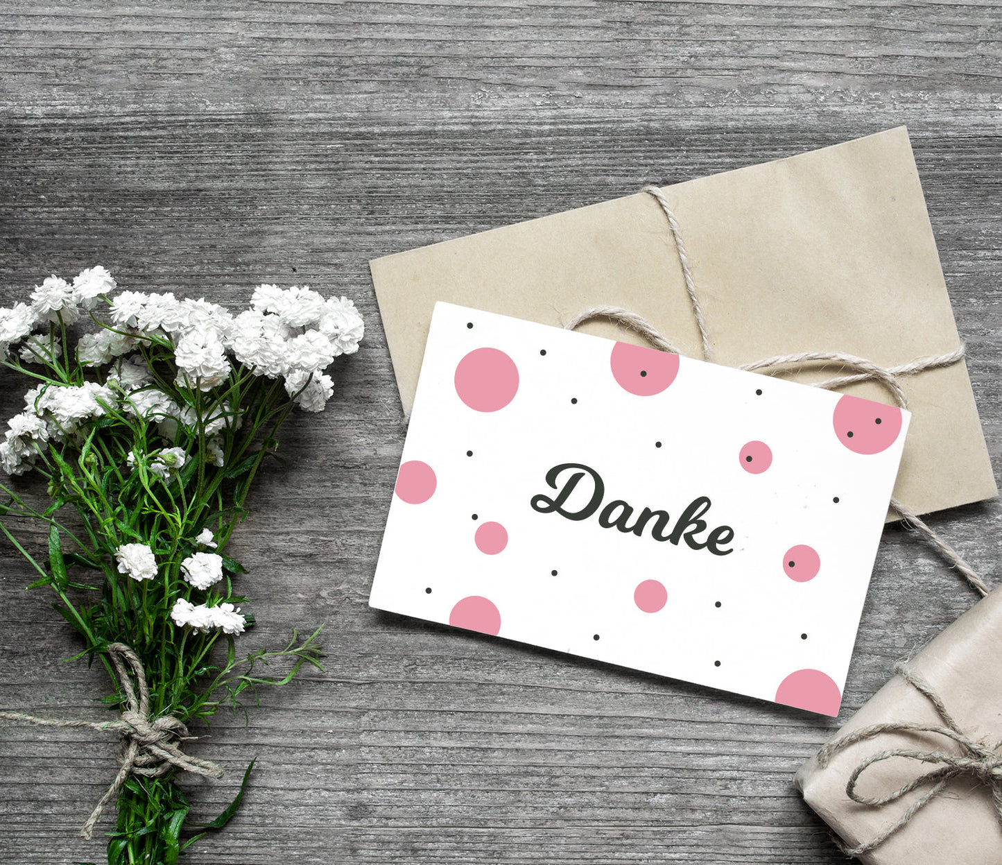 4Stück Premium Dankeskarten (Klappkarten) mit 4 Umschlägen, Danke Karten Geburt Merz Designkarten