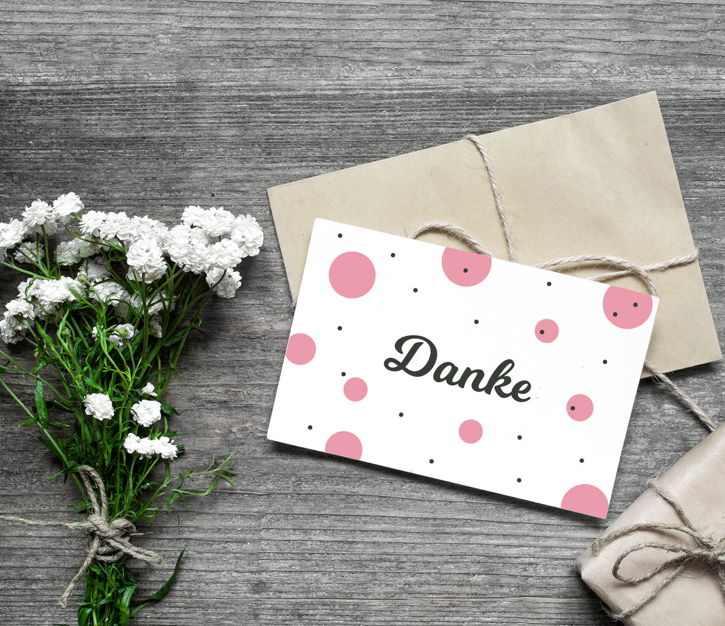 4Stück Premium Dankeskarten (Klappkarten) mit 4 Umschlägen, Danke Karten Geburt Merz Designkarten