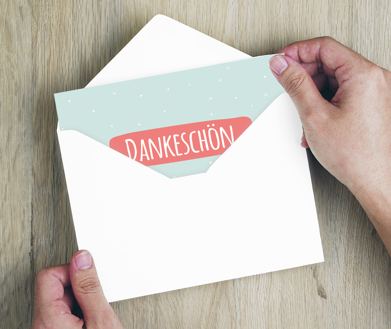 4Stück Premium Dankeskarten (Klappkarten) mit 4 Umschlägen, Danke Karten Geburt Merz Designkarten