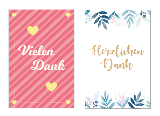 10 Premium Dankeskarten (Klappkarten) mit 12 Umschlägen, Danke Karten Grußkarte Merz Designkarten