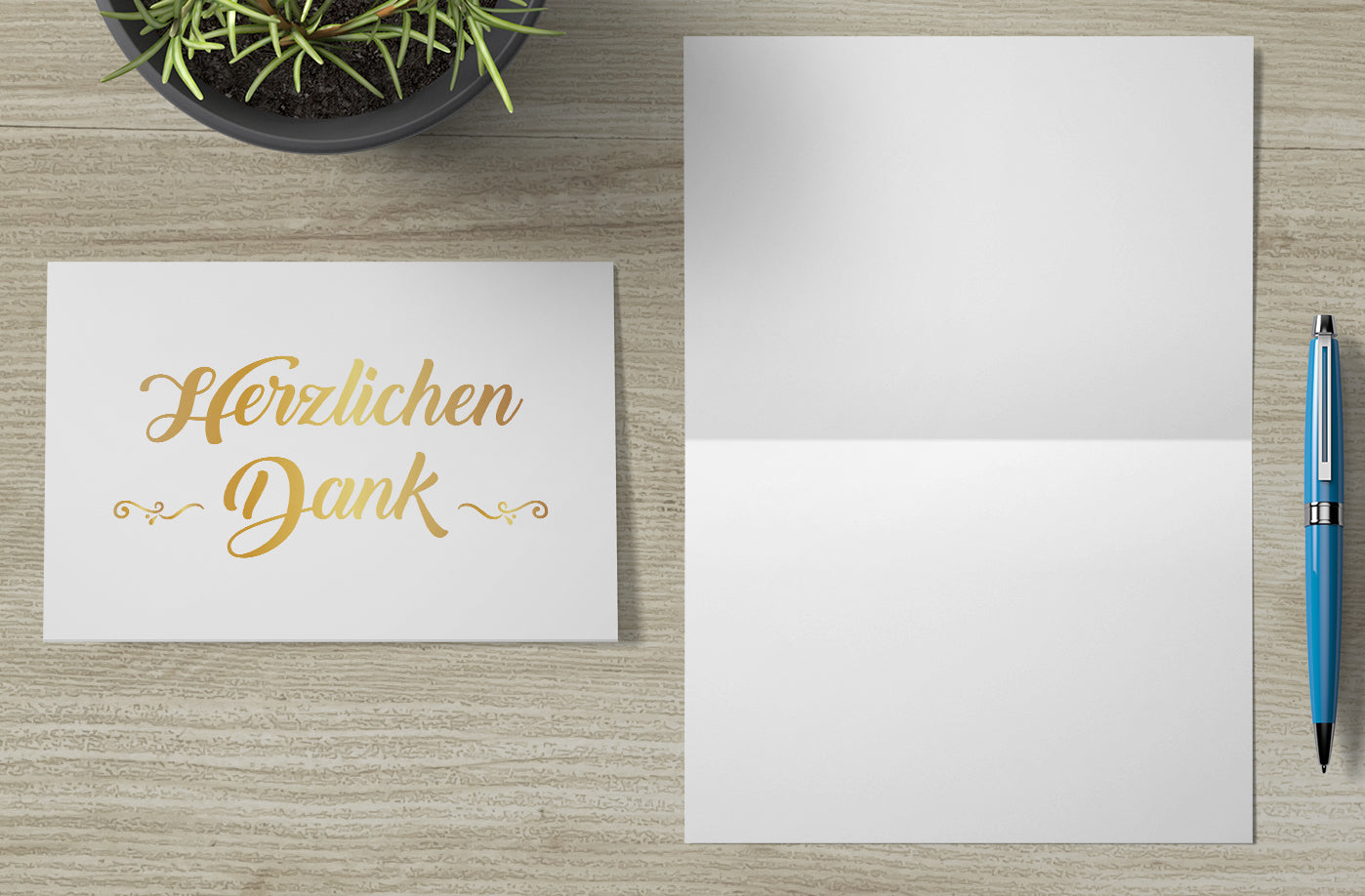 10 Premium Dankeskarten (Klappkarten) mit 10 Umschlägen, Danke Karten Grußkarte Merz Designkarten