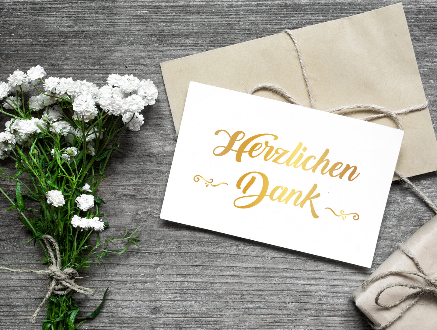 4 Premium Dankeskarten (Klappkarten) mit 4 Umschlägen, Danke Karten Grußkarte Merz Designkarten