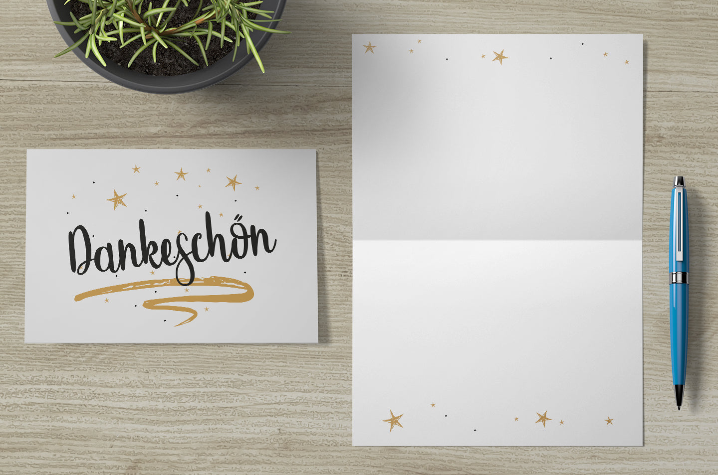 3 Premium Dankeskarten (Klappkarten) mit 3 Umschlägen, Danke Karten Grußkarte Merz Designkarten