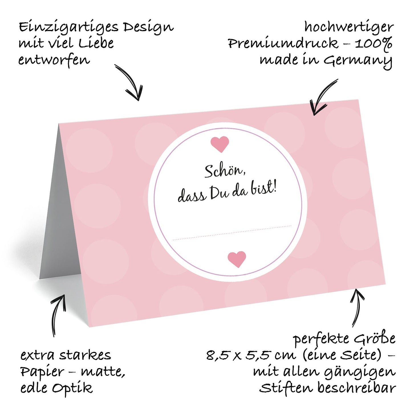 50 Premium-Tischkarten Platzkarten Namenskarten Namensschilder Hochzeit Feier Merz Designkarten