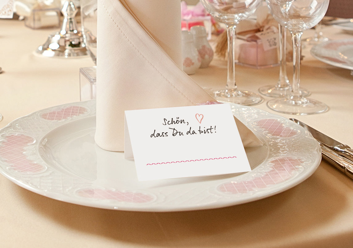 50 Premium-Tischkarten Platzkarten Namenskarten Namensschilder Hochzeit Feier Merz Designkarten