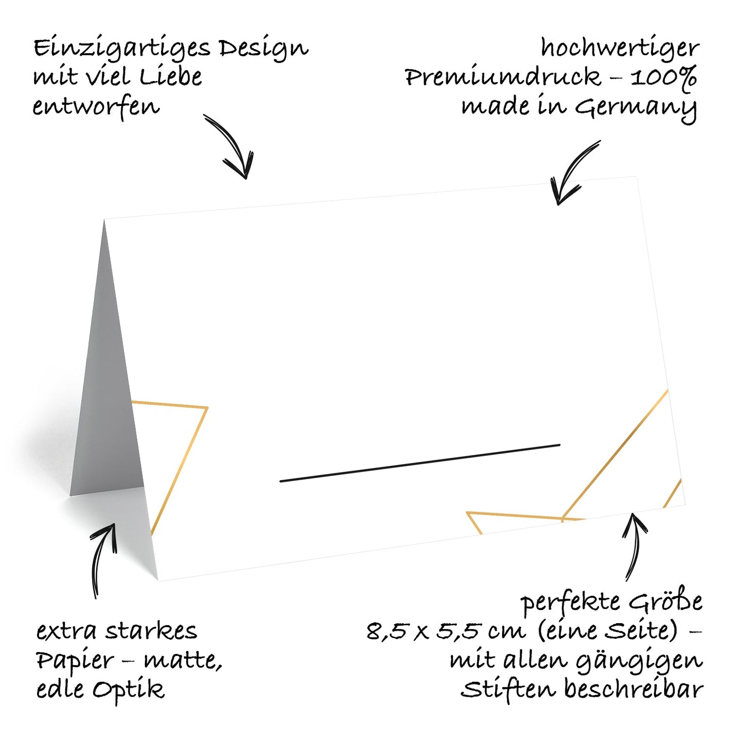 50 Premium-Tischkarten Platzkarten Namenskarten Namensschilder Hochzeit Feier Merz Designkarten