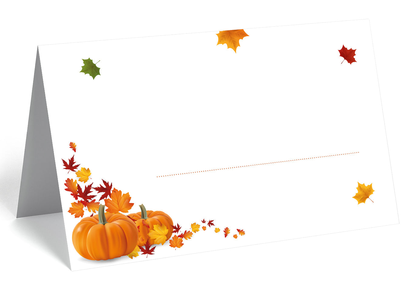 Tischkarten im Herbstmotiv mit Kürbis und fallenden Blättern - 50 Stück Merz Designkarten