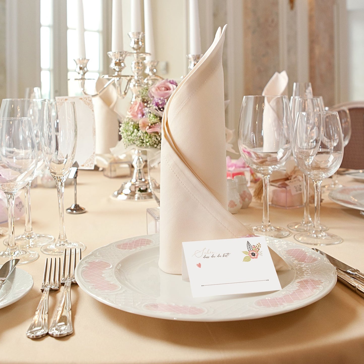 50 Premium-Tischkarten Platzkarten Namenskarten Namensschilder Hochzeit Feier Merz Designkarten