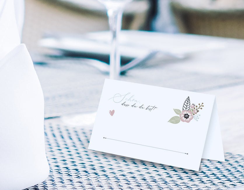 50 Premium-Tischkarten Platzkarten Namenskarten Namensschilder Hochzeit Feier Merz Designkarten