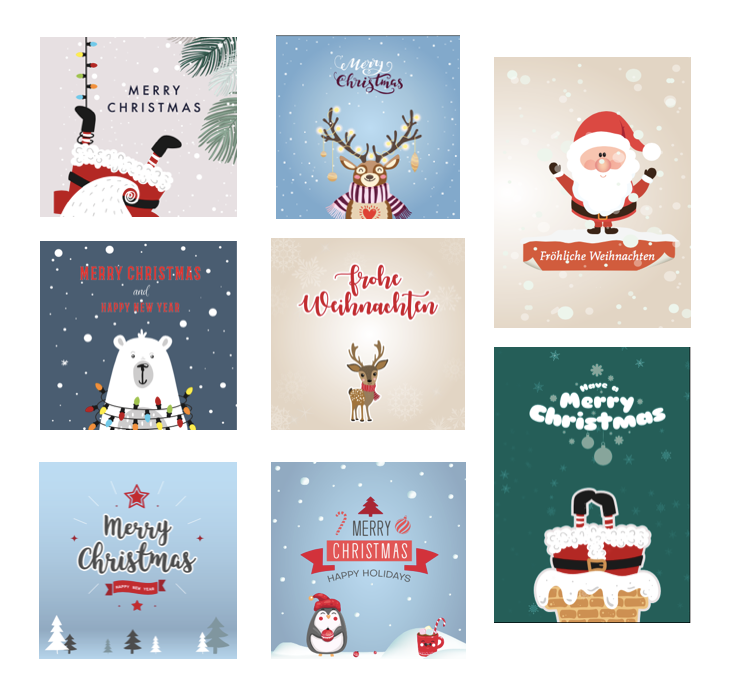 8 Weihnachtskarten Grußkarten für Weihnachten Klappkarten mit 8 Kuverts Merz Designkarten