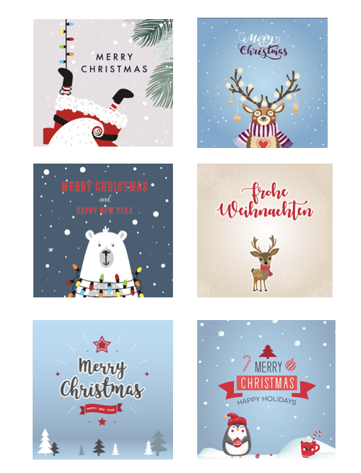 6 Weihnachtskarten Grußkarten für Weihnachten Klappkarten mit 6 Kuverts Merz Designkarten