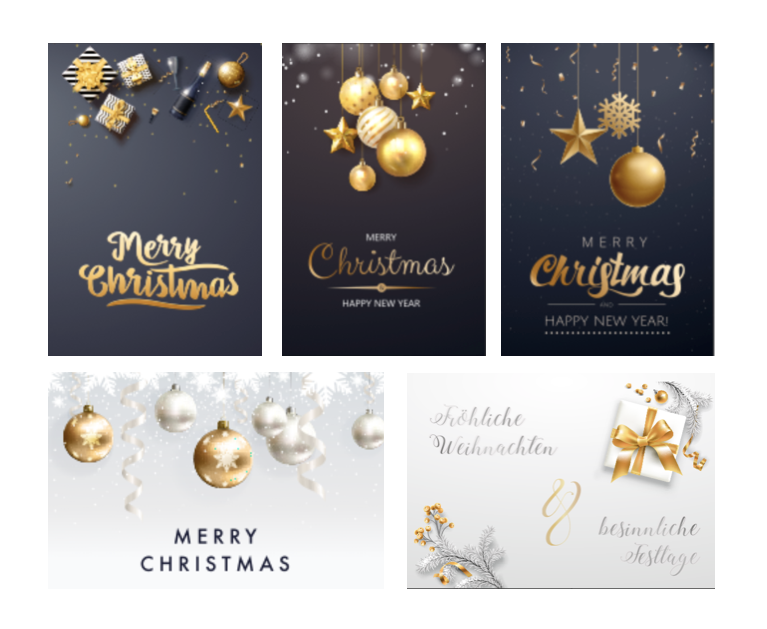5 Weihnachtskarten Grußkarten für Weihnachten Klappkarten mit Umschlag Karten Merz Designkarten