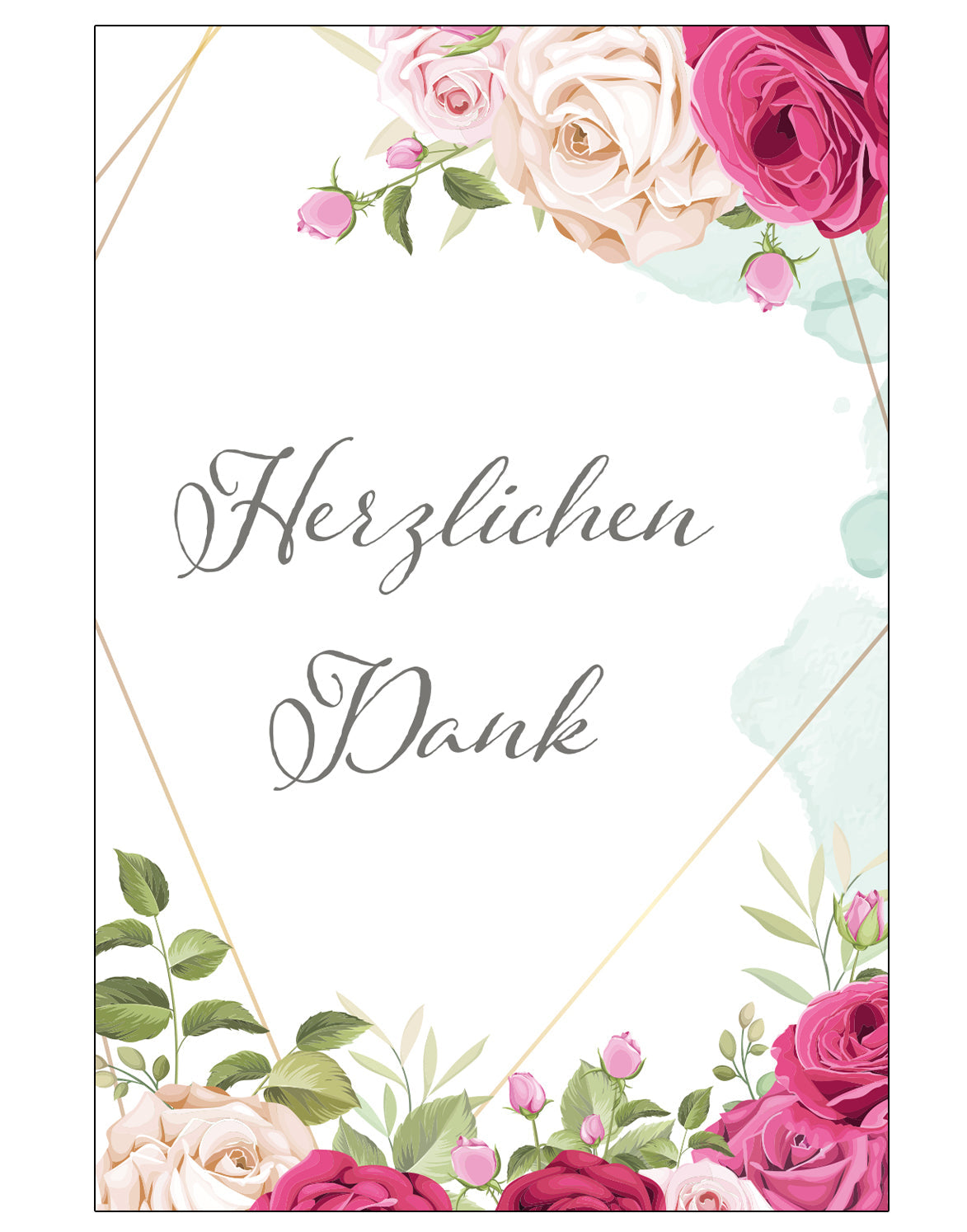 6 Stück Premium Dankeskarten (Klappkarten) mit Umschlägen, Danke Karten Geburt Merz Designkarten