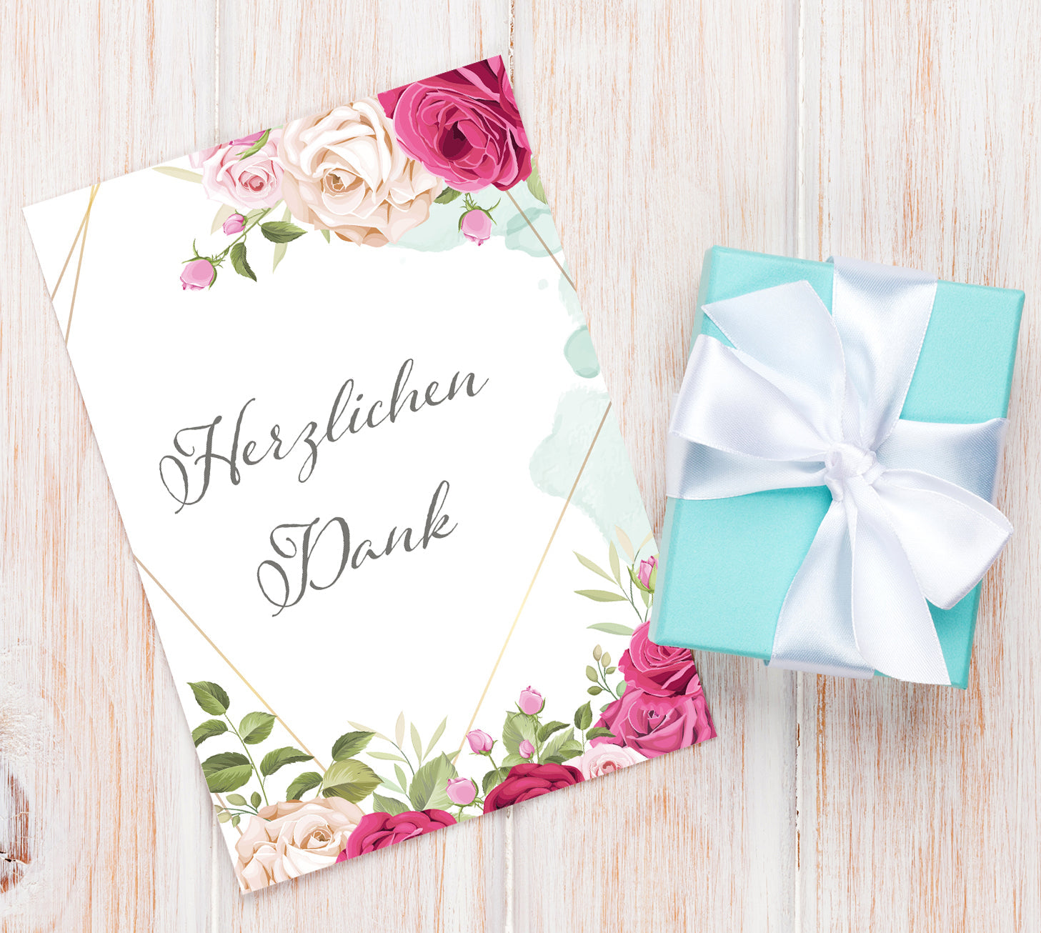 6 Stück Premium Dankeskarten (Klappkarten) mit Umschlägen, Danke Karten Geburt Merz Designkarten