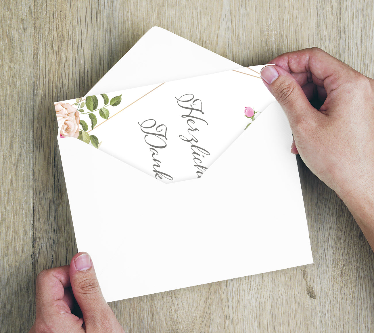 6 Stück Premium Dankeskarten (Klappkarten) mit Umschlägen, Danke Karten Geburt Merz Designkarten