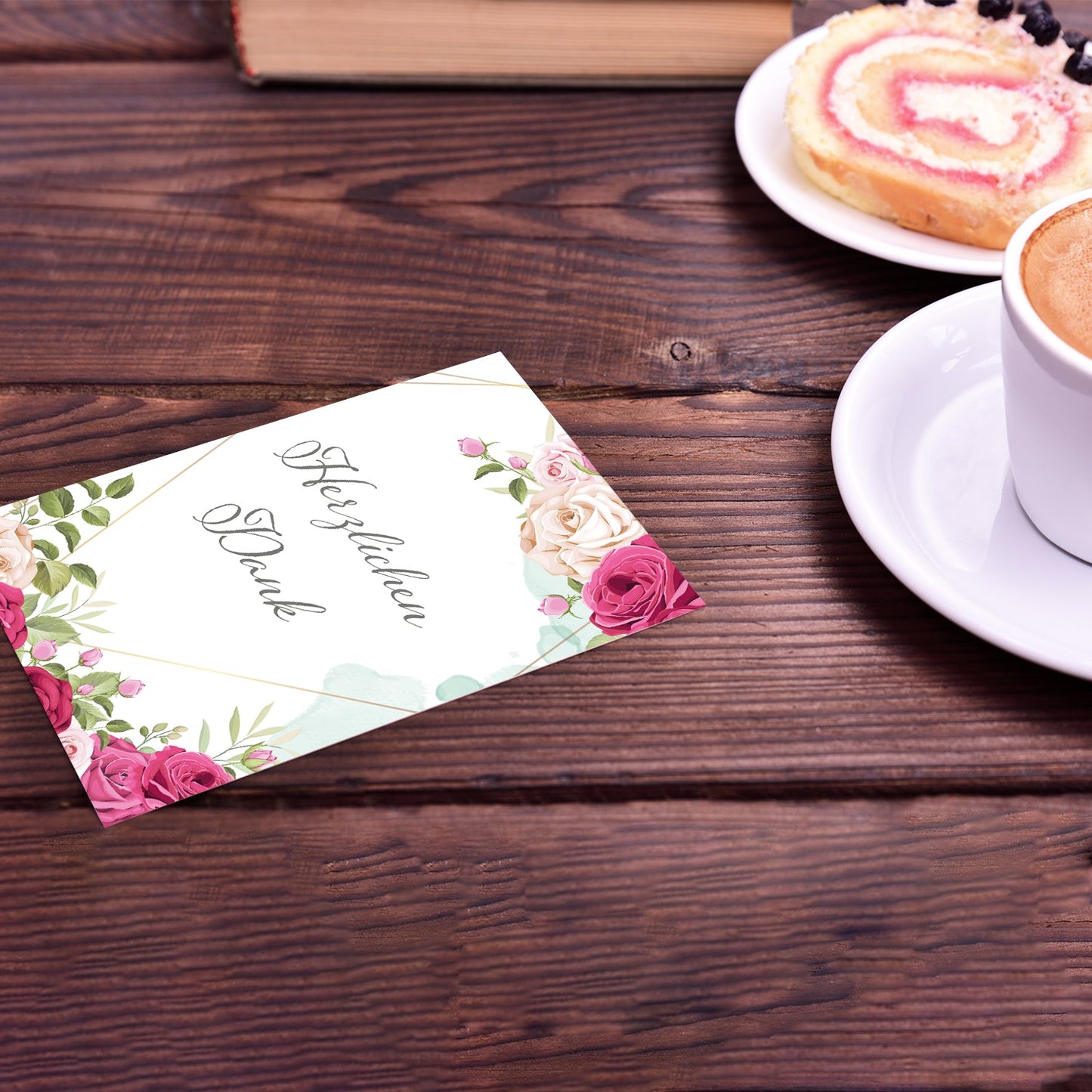 6 Stück Premium Dankeskarten (Klappkarten) mit Umschlägen, Danke Karten Geburt Merz Designkarten