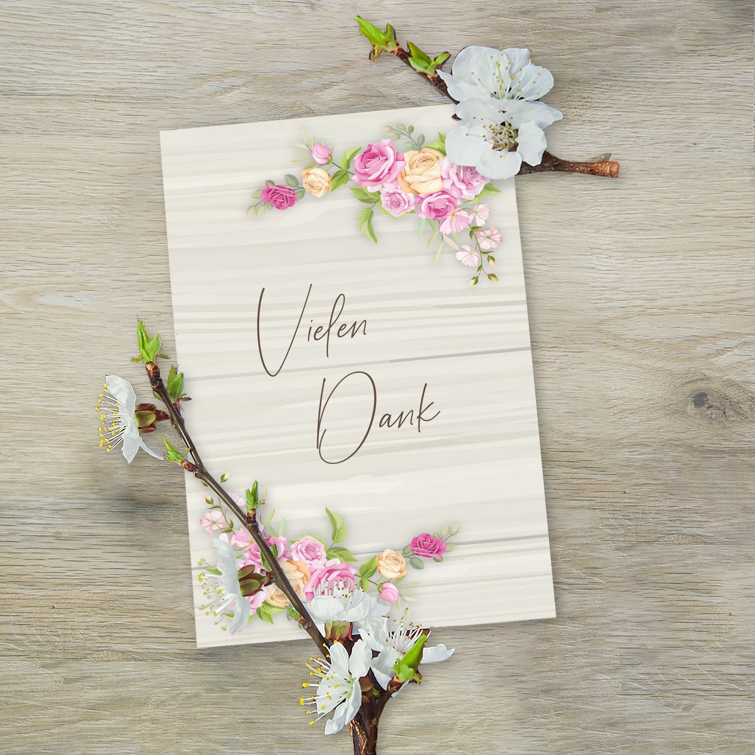 6 Stück Premium Dankeskarten (Klappkarten) mit Umschlägen, Danke Karten Geburt Merz Designkarten