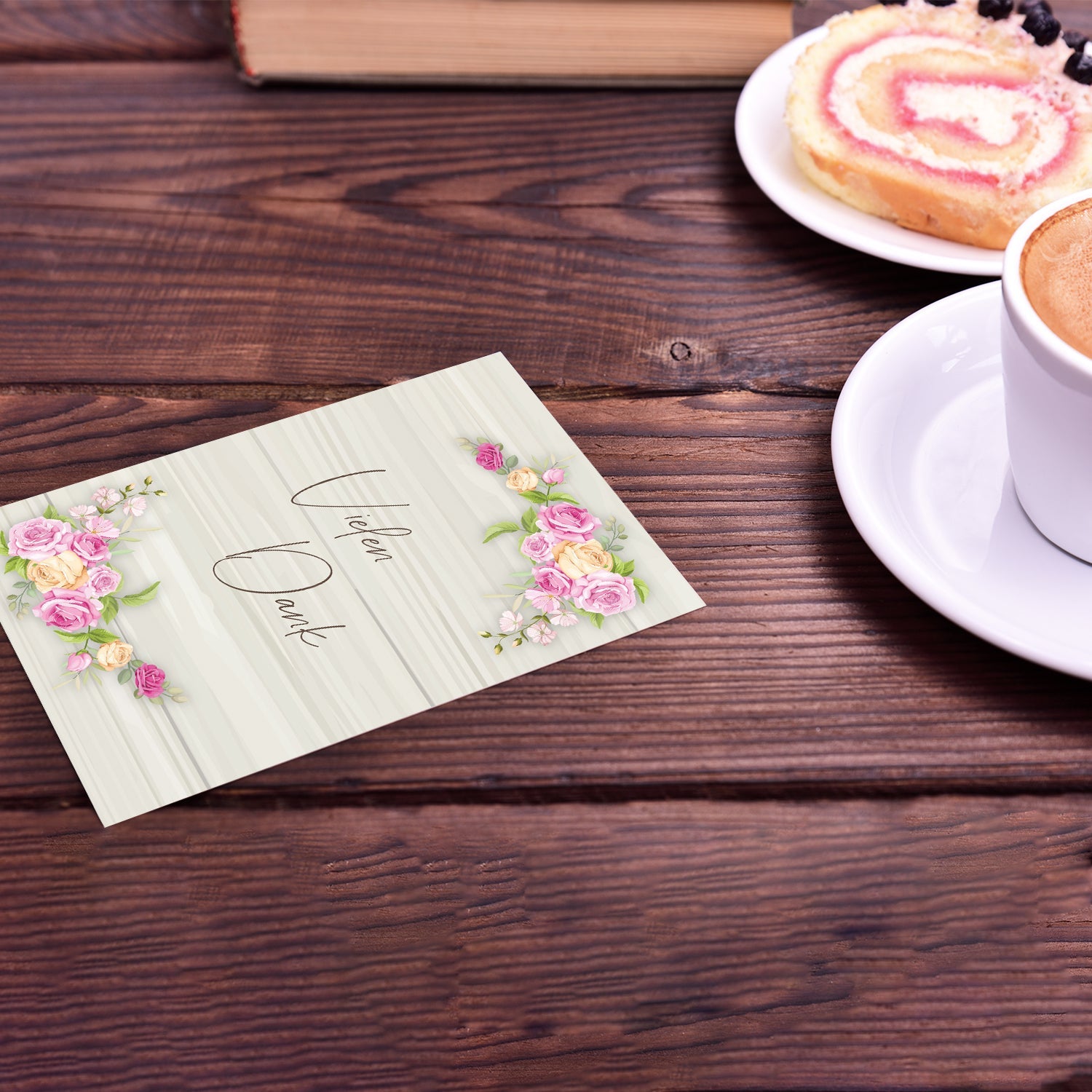 6 Stück Premium Dankeskarten (Klappkarten) mit Umschlägen, Danke Karten Geburt Merz Designkarten