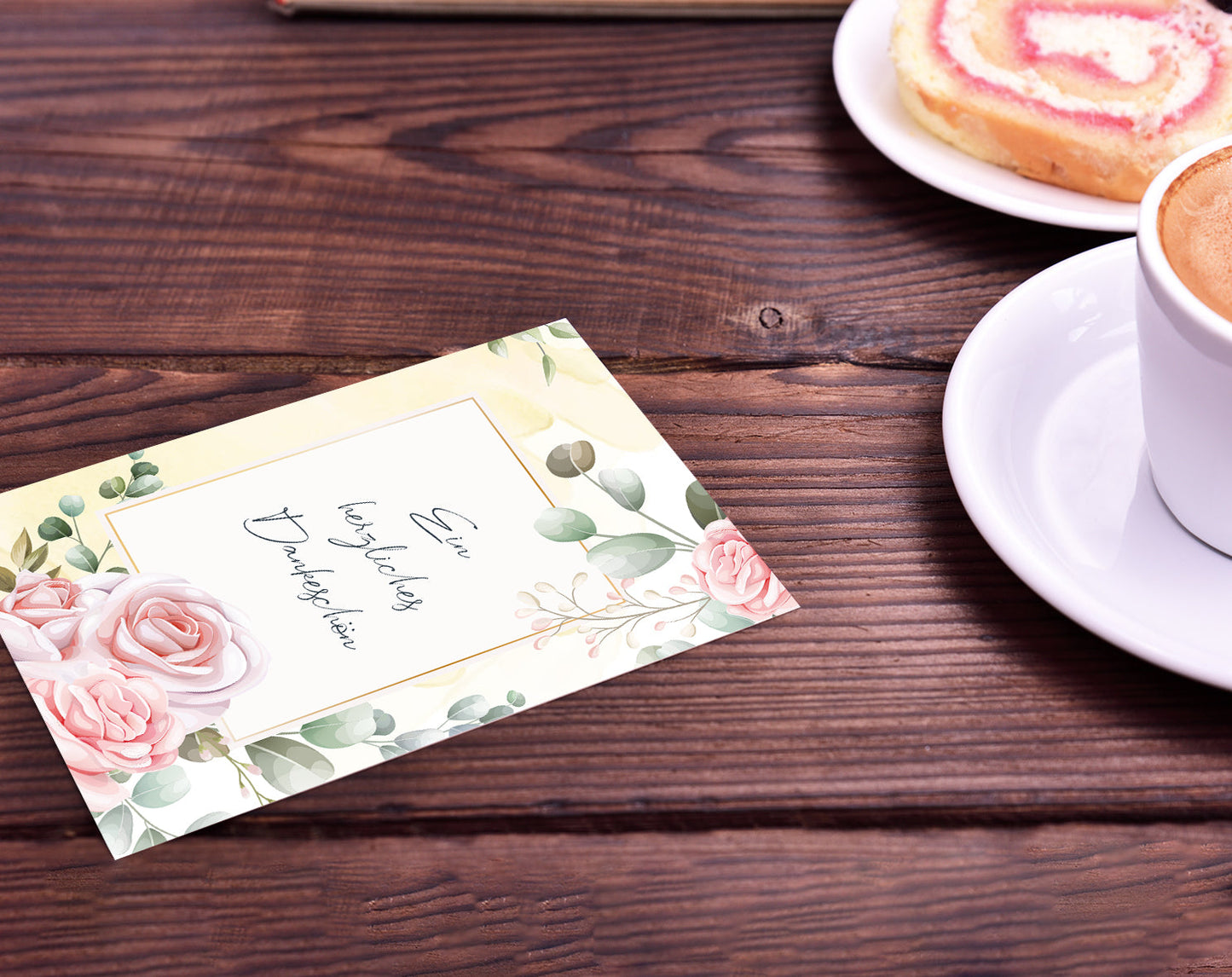 6 Stück edle Dankeskarten (Klappkarten) mit Umschlägen, Danke Karten Geburt Merz Designkarten