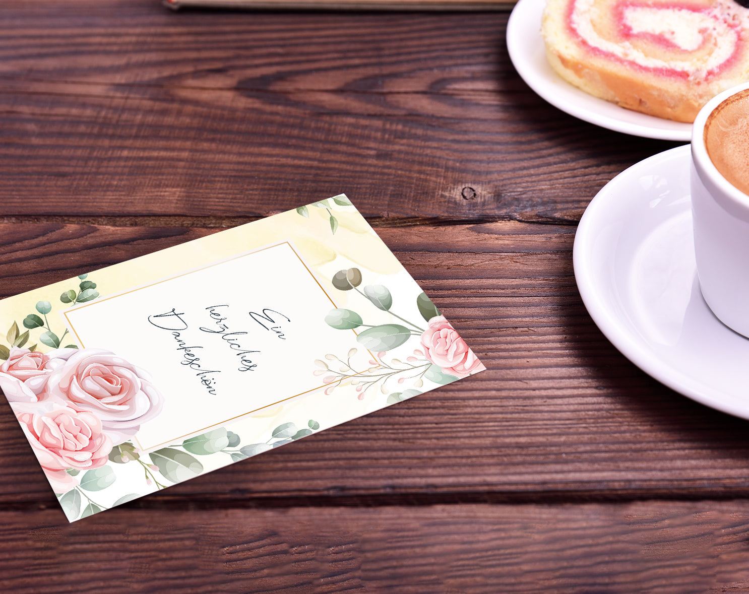 6 Stück edle Dankeskarten (Klappkarten) mit Umschlägen, Danke Karten Geburt Merz Designkarten