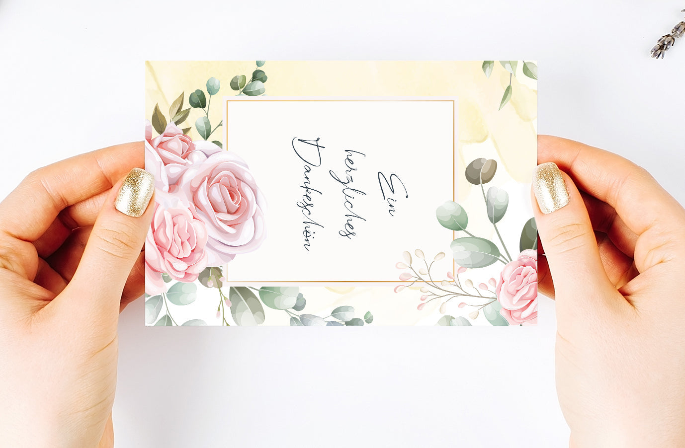 6 Stück edle Dankeskarten (Klappkarten) mit Umschlägen, Danke Karten Geburt Merz Designkarten