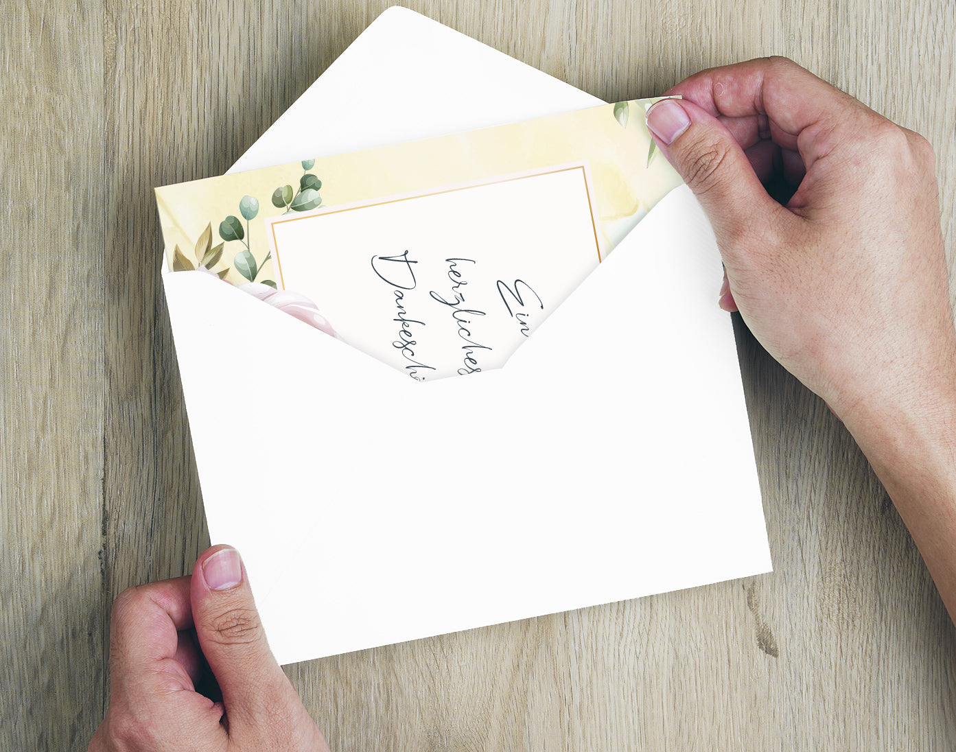 6 Stück edle Dankeskarten (Klappkarten) mit Umschlägen, Danke Karten Geburt Merz Designkarten