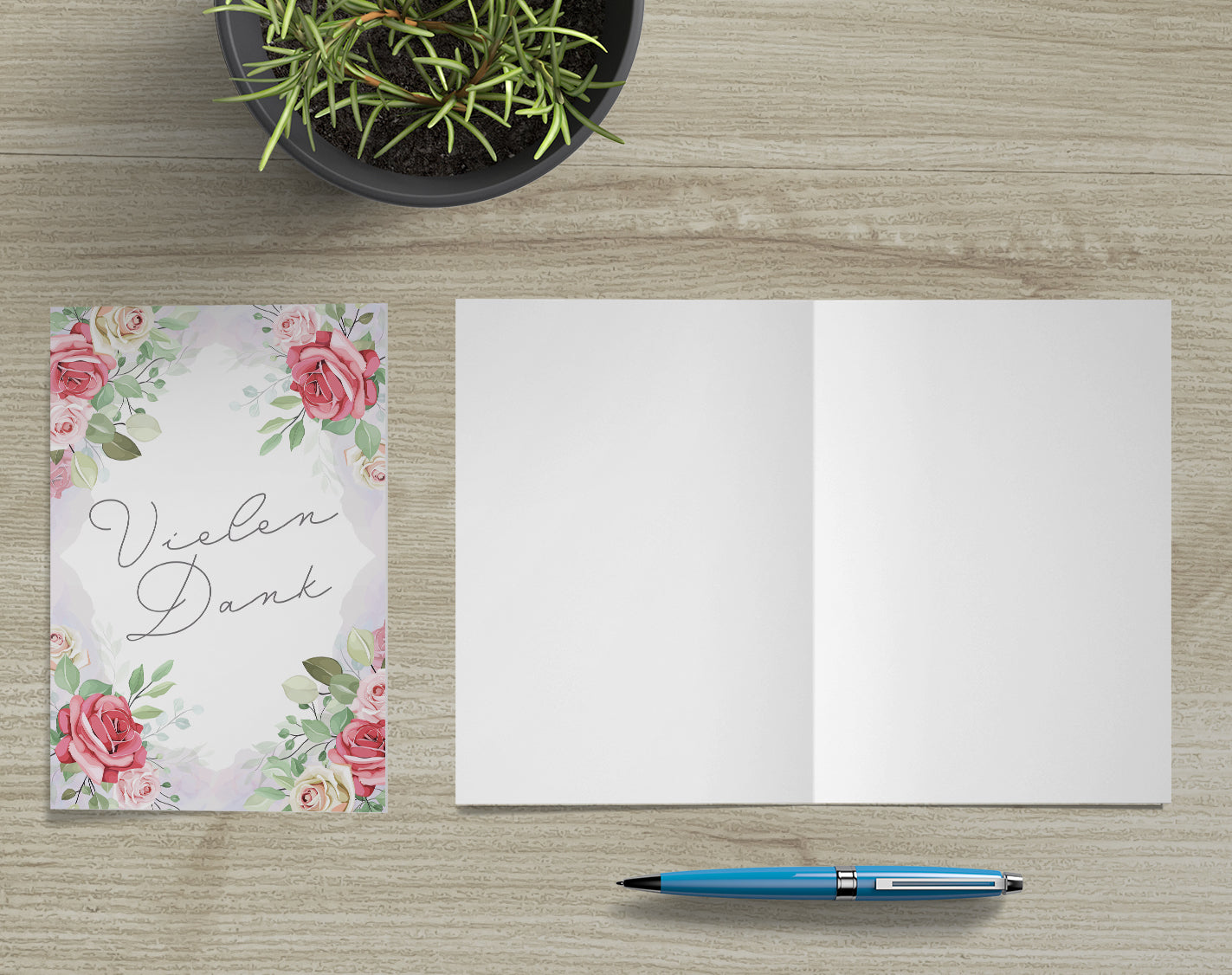 6 Stück Premium Dankeskarten (Klappkarten) mit Umschlägen, Danke Karten Geburt Merz Designkarten