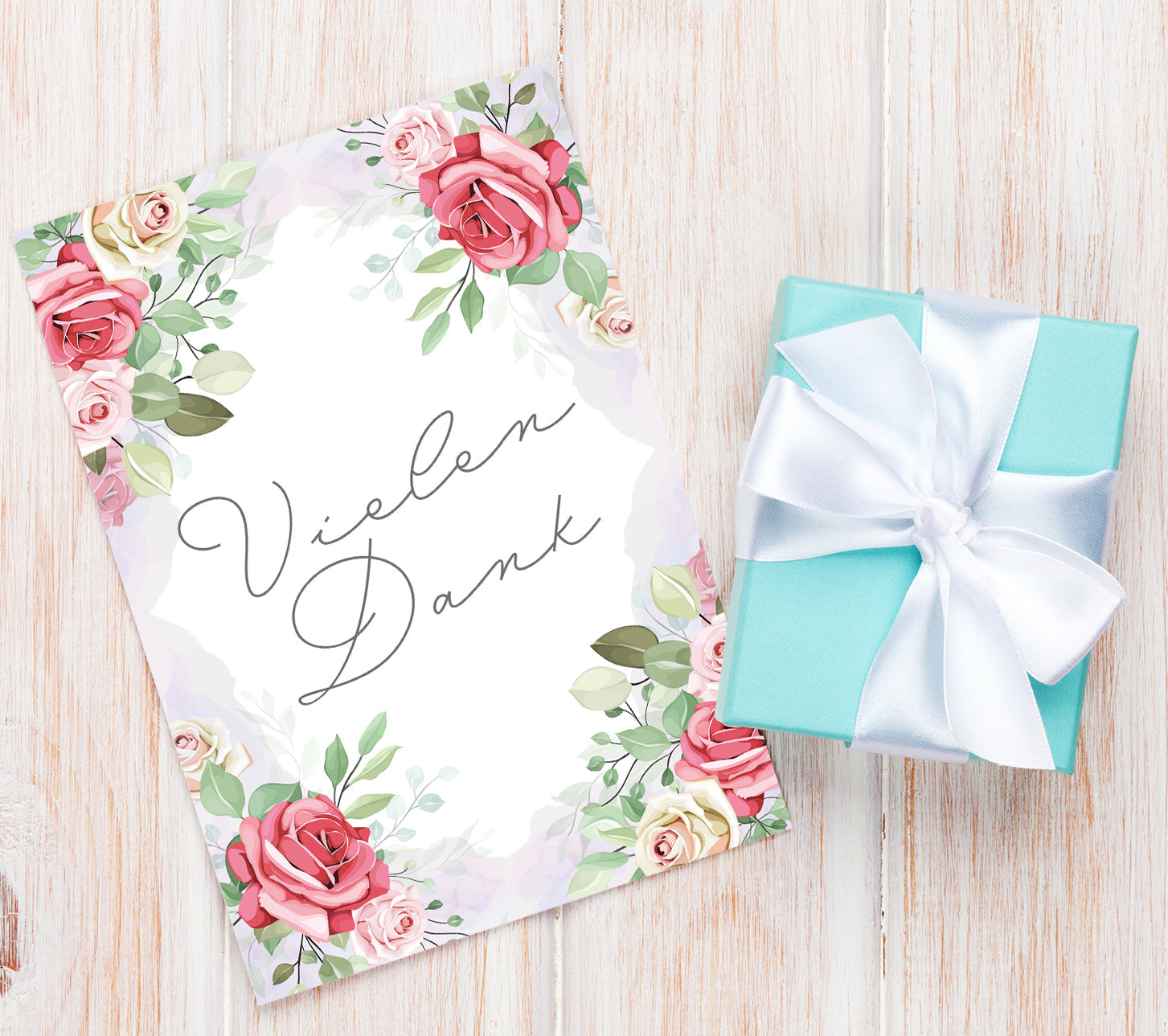 6 Stück Premium Dankeskarten (Klappkarten) mit Umschlägen, Danke Karten Geburt Merz Designkarten