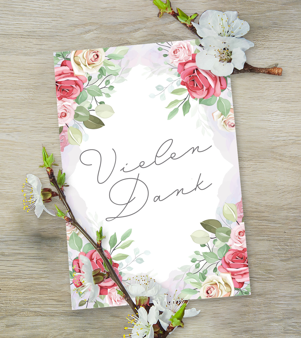 6 Stück Premium Dankeskarten (Klappkarten) mit Umschlägen, Danke Karten Geburt Merz Designkarten