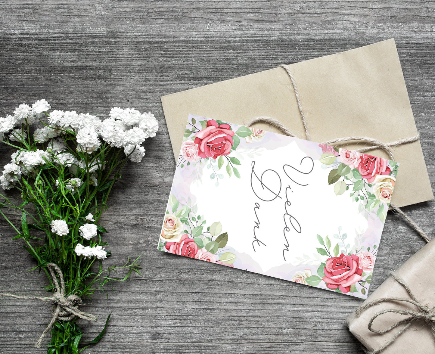 6 Stück Premium Dankeskarten (Klappkarten) mit Umschlägen, Danke Karten Geburt Merz Designkarten