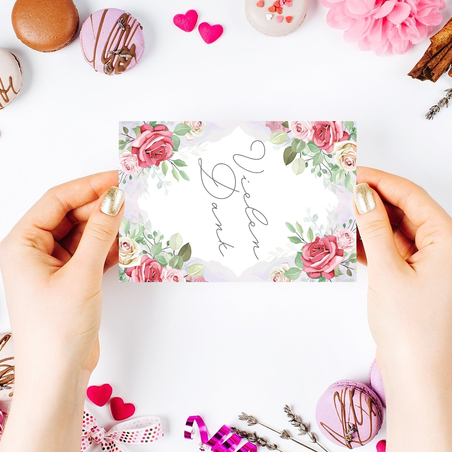 6 Stück Premium Dankeskarten (Klappkarten) mit Umschlägen, Danke Karten Geburt Merz Designkarten