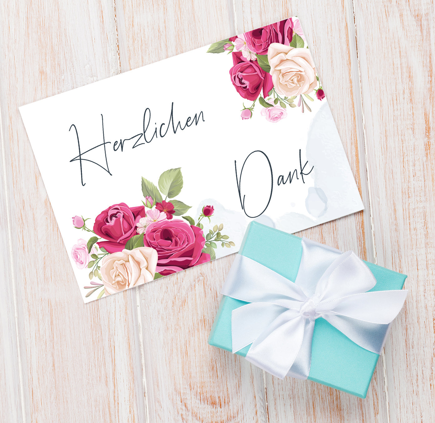 5 Stück Premium Dankeskarten (Klappkarten) mit 5 Umschlägen, Danke Karten Geburt Merz Designkarten