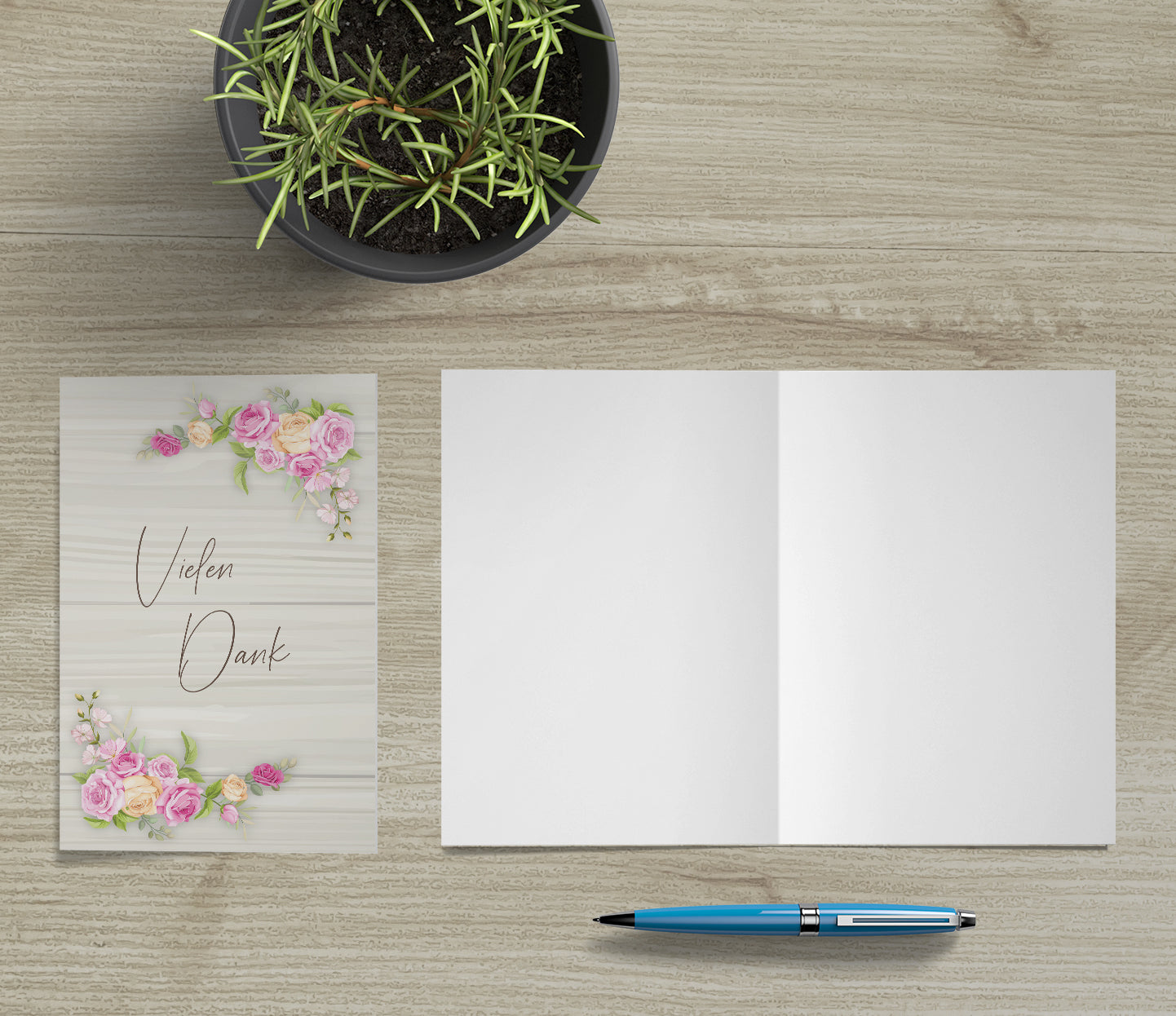 5 Stück Premium Dankeskarten (Klappkarten) mit 5 Umschlägen, Danke Karten Geburt Merz Designkarten