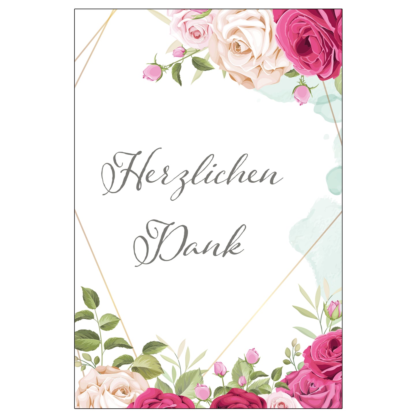 5 Stück Premium Dankeskarten (Klappkarten) mit 5 Umschlägen, Danke Karten Geburt