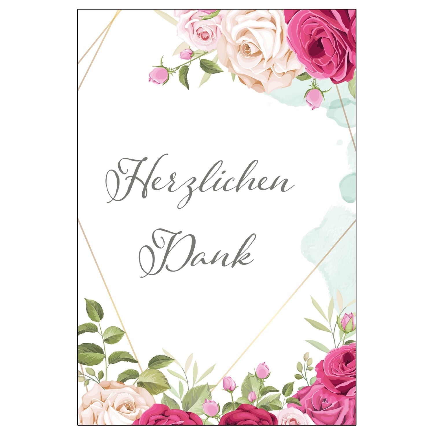 5 Stück Premium Dankeskarten (Klappkarten) mit 5 Umschlägen, Danke Karten Geburt Merz Designkarten