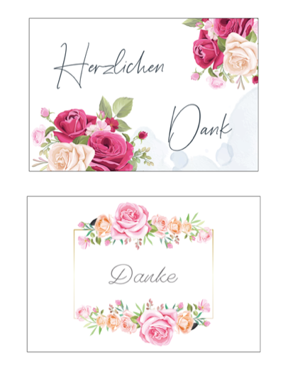 5 Stück Premium Dankeskarten (Klappkarten) mit 5 Umschlägen, Danke Karten Geburt Merz Designkarten